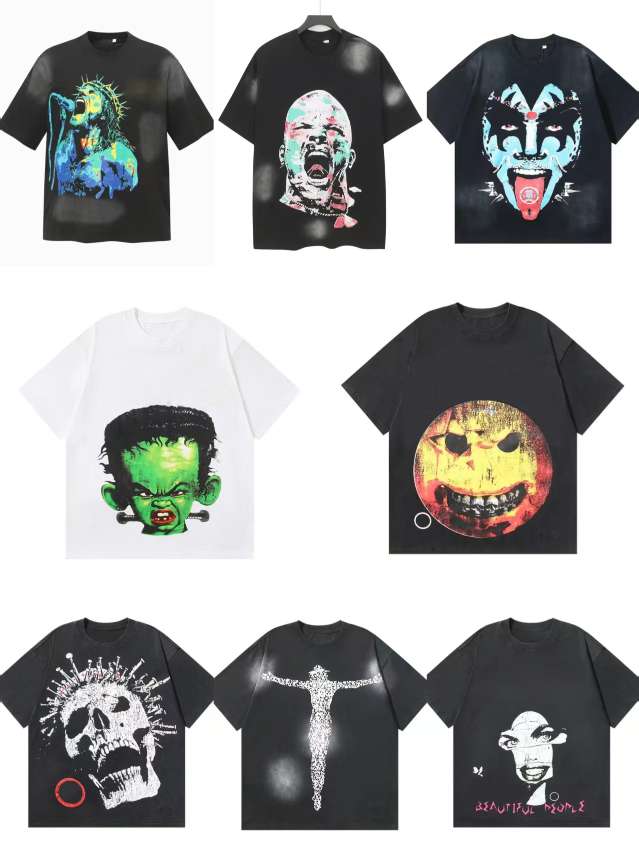 shirt mens designer t shirts mens doodle tshirt quality trendy shirts letter printed summer mens and womens loose retro short sleeved Halloween tshirt Size S-XL