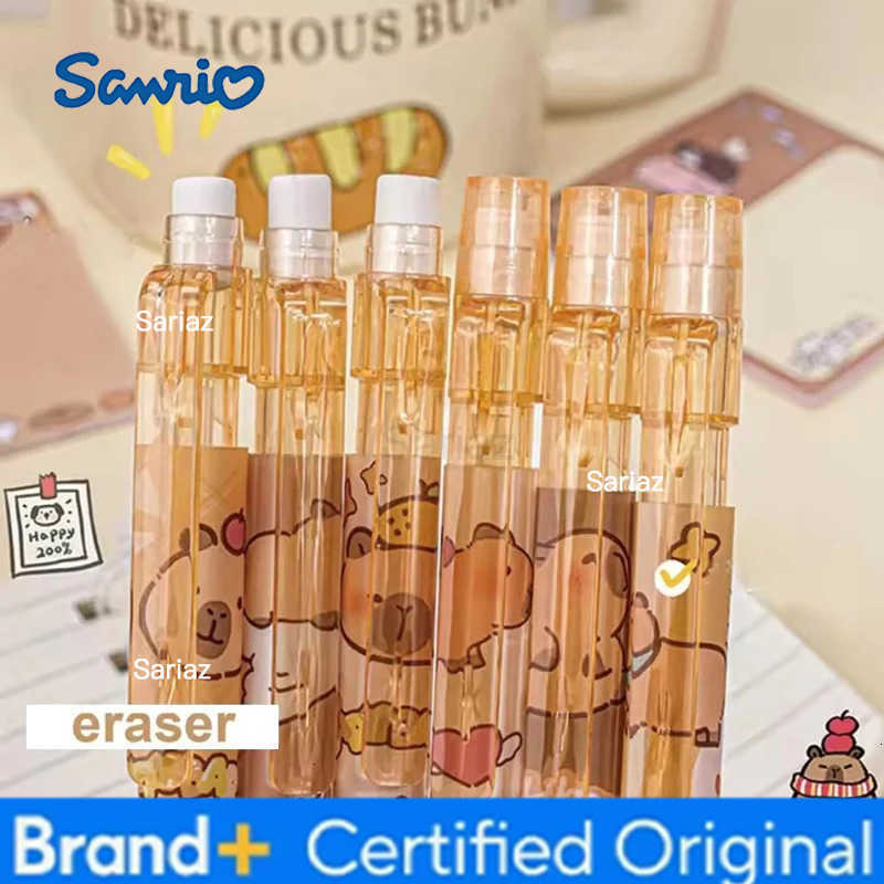 Sanrio 6Pcs/Set Cute Mechanical Pencils 05mm 2B Capybara Cartoon Auto Pencil with Eraser for Kids Students School Writing Supplies H251231