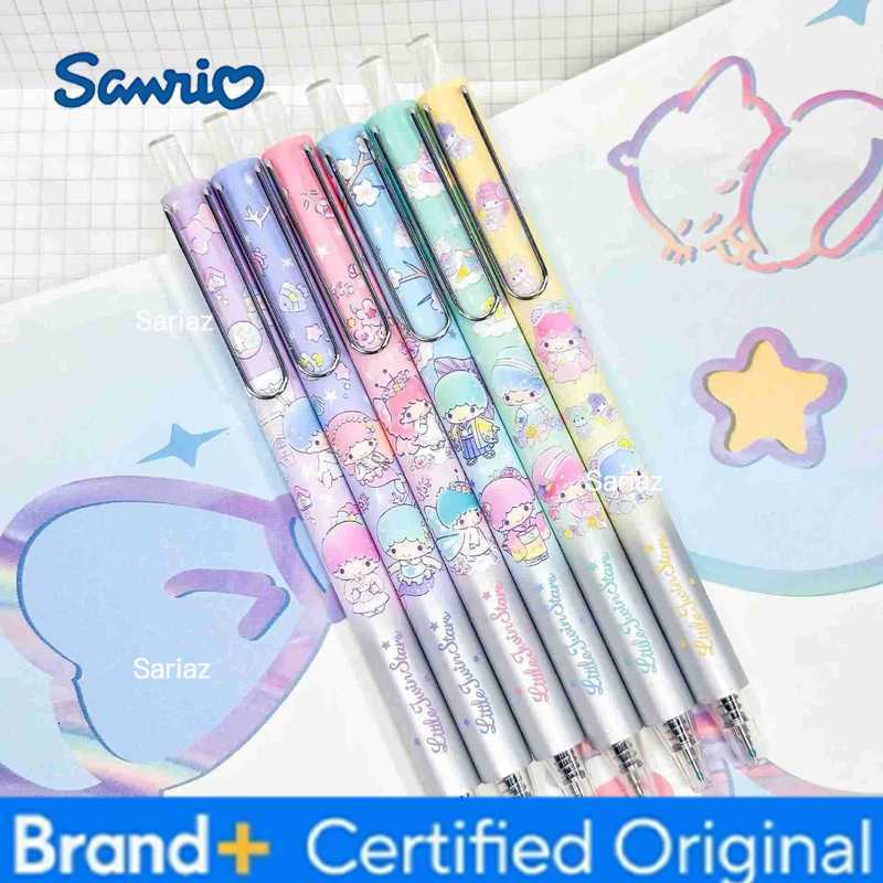 Sanrio 12pcs Kawaii Gemini Press gel Pen Cartoon St Smooth Low Center Of Gravity 05 Signature Pen Couple Stationery Gift Wholesale H251231