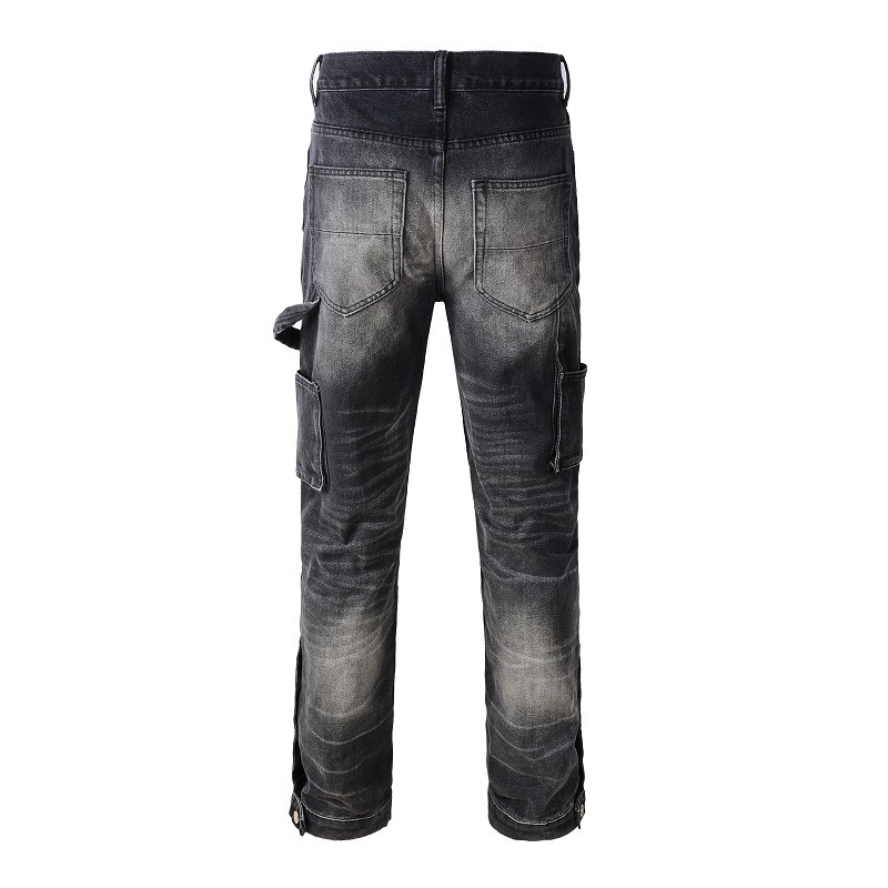 WOZK men's loose casual straight leg jeans men's vintage work pants