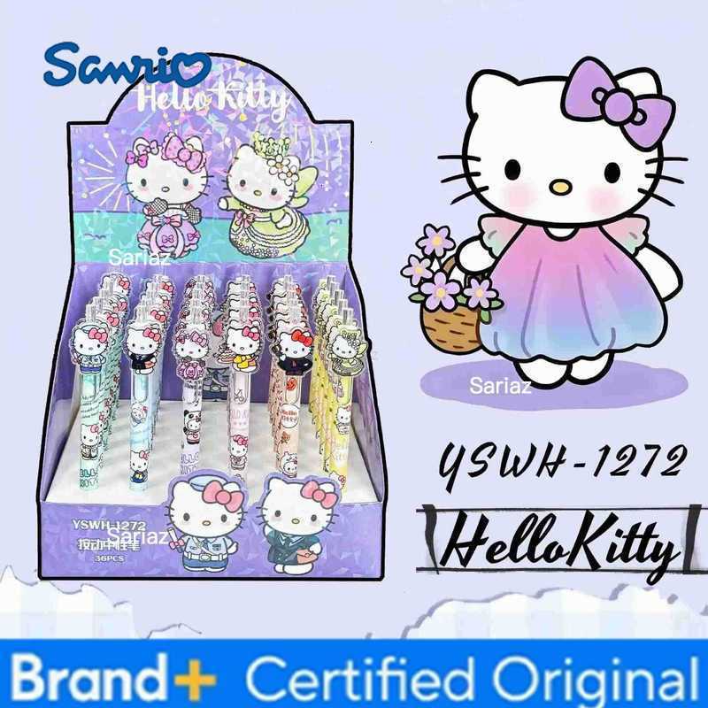 Sanrio 6/36pcs Hello Kitty Patch Gel Pen Cartoon Cute Press Neutral Pen Kawaii Kt Patch Writing Pen Student Stationery H251231