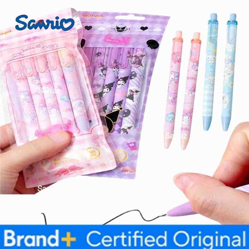 Sanrio 5pcs/set Series 055mm Kuromi Cinnamoroll Melody Kawaii Press Neutral Pen Box Cartoon Cute Y2k Pochacco Press Pen H251231