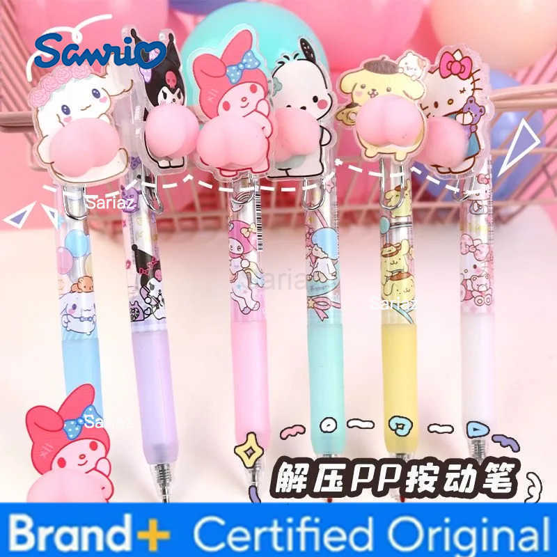 Sanrio new cartoon cute Hello kitty Kuromi My melody Cinnamoroll unisex press pen girls signature decompression butt pen H251231