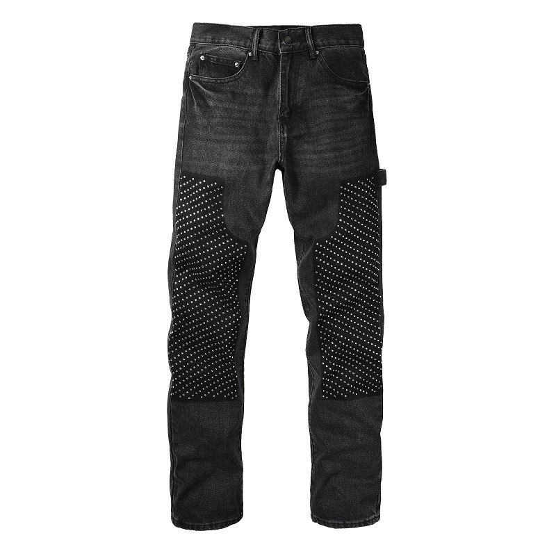 WOZK trendy hot stamping jeans, retro vintage straight leg jeans, loose and versatile casual pants, men's pants, straight leg pants