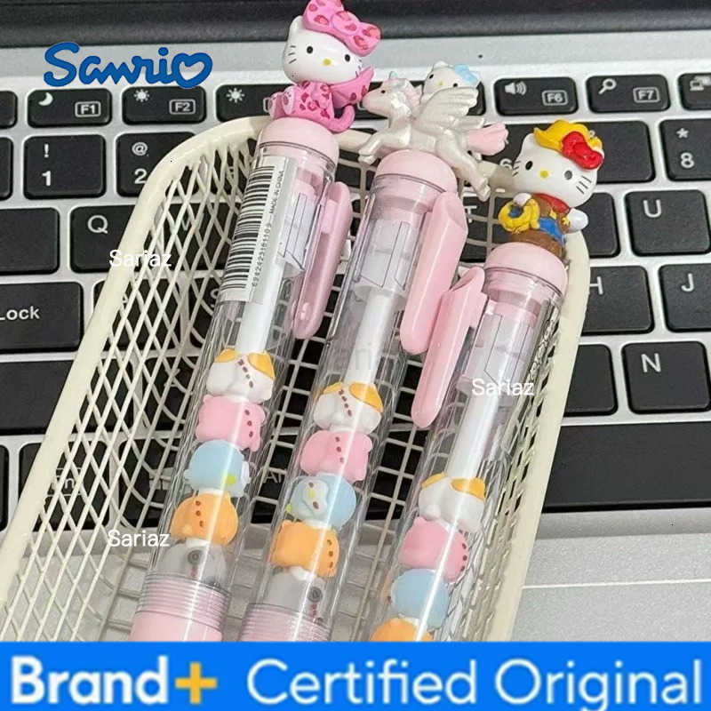 Sanrio Hello Kitty Gel Pen Cartoon Kitty Diy Bead Charm Pen 05mm Black Ink Writing Pens Student Office Supply Replaceable Core H251231