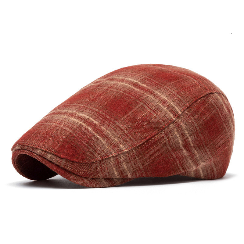 Man Brown Plaid sboy Hat Linen Cotton Womens Mens Ivy Cap Cabbie Driver Hat Spring Autumn Flat Hats Vintage Gatsby Beret A-54 241127