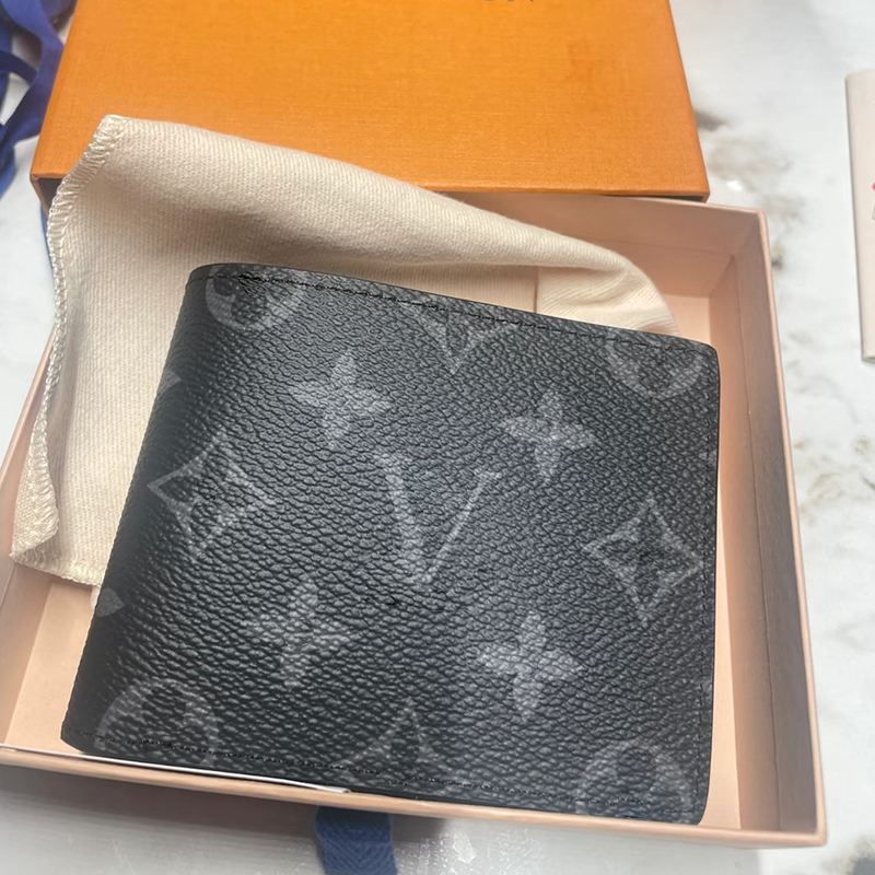 Genuine pu leather Designers Men plaid wallets designer purses luxury leather short wallet Card Holder wallets classic pocket Genuine leather Man Bags original box