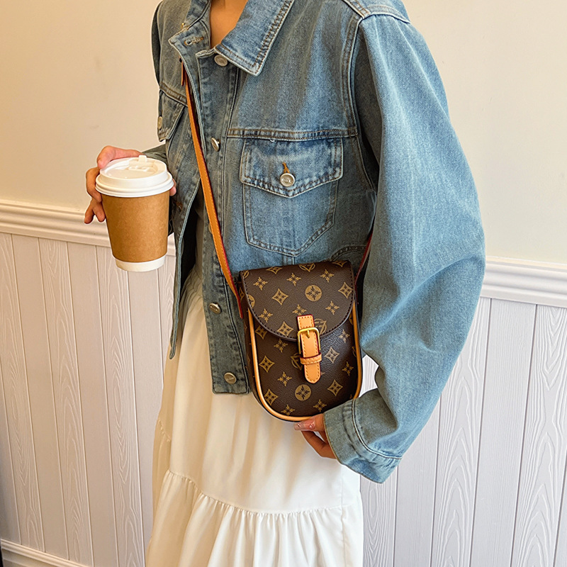 Free Shipping Luxury 2026 New Women's Printed Phone Crossbody Bag, Retro Small Square Shoulder Purse, High-End Fashion Mini Bag