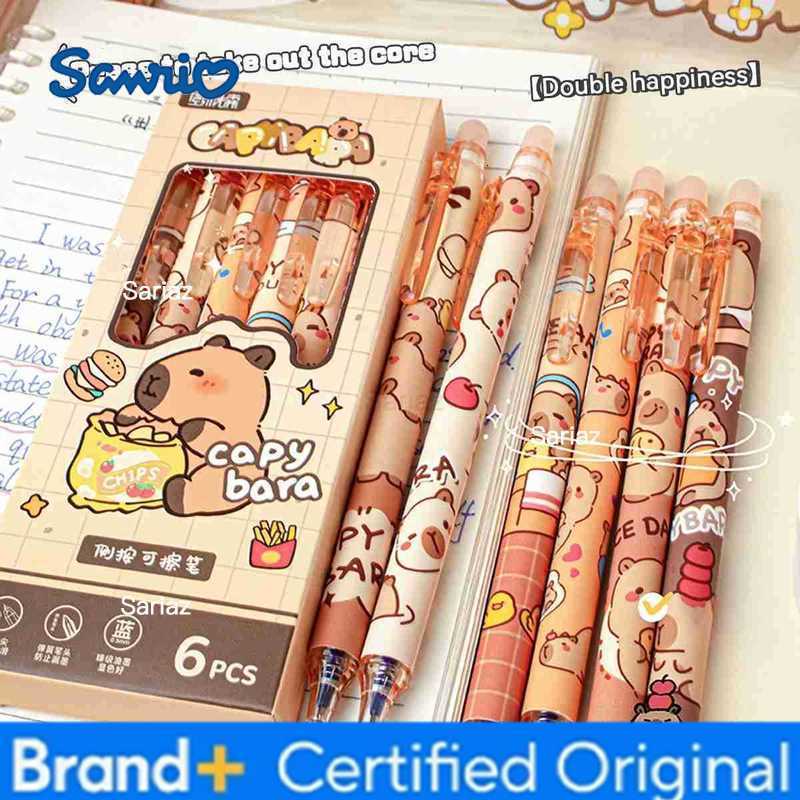 Sanrio Gel Pens Cute Capybara Kawaii Aesthetic Quickly-Drying Erasable Back To School Students Office School Supplies Stationery Set H251231