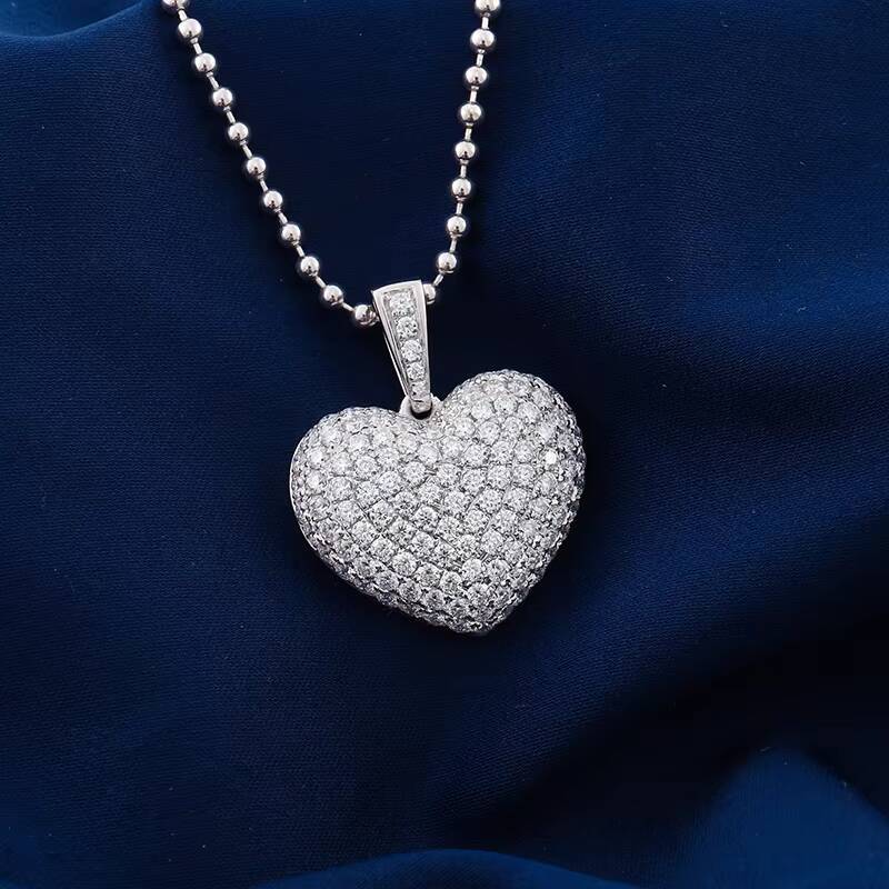 Trending Product moissanite heart pendant 925 sliver custom moissanite pendant Hip Hop Bling lced Out Jewelry for made in china