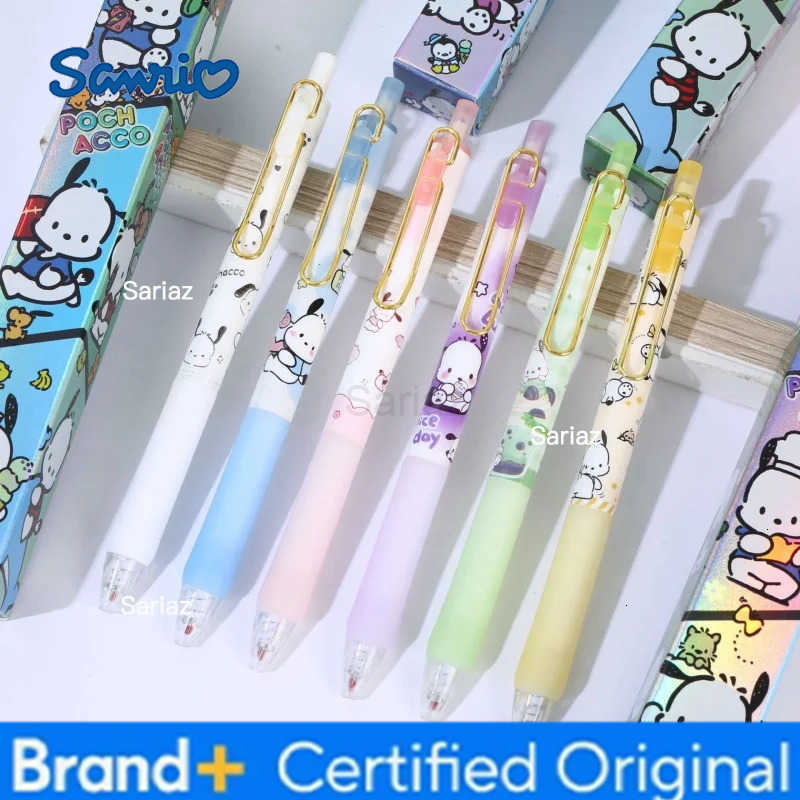 Sanrio 24pcs/lot Kawaii Pochacco Press Gel Pen Cute 05mm Black Ink Signature Pens School Supplies H251231