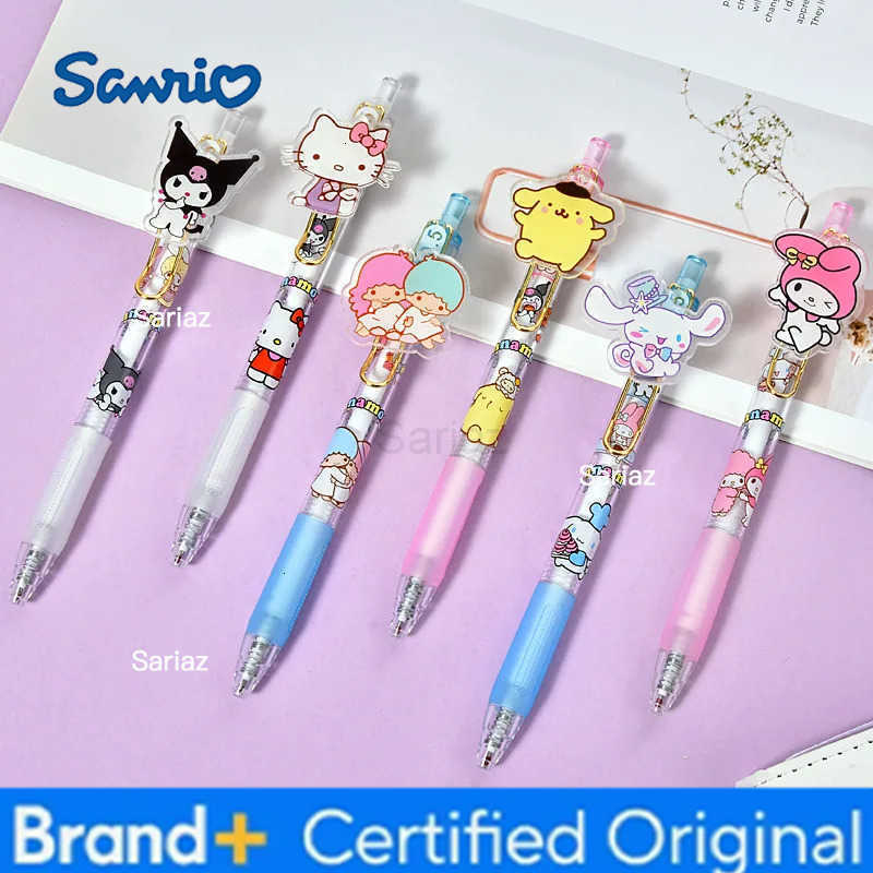Sanrio Acrylic Series Click Gel Pen Cute Kawaii Writing Pen Student Study Stationery Journal Note Taking Gel Ink Pen H251231