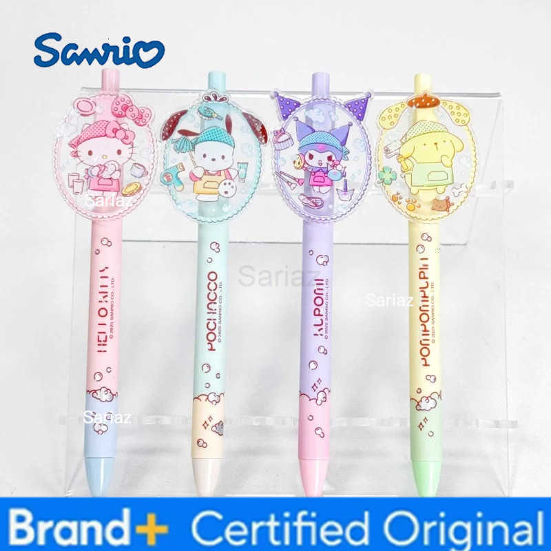 Sanrio 12pcs/lot Kitty Melody Kuromi Gel Pen Cute Pochacco 05mm Black Ink Neutral Pens Promotional Gift Office School Supplies H25123111