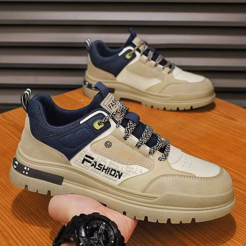 2025 New Men'S Shoes Waterproof And Anti Slip Sports Height Increasing Board Shoes Casual Martin Labor Protection Trendy Shoes