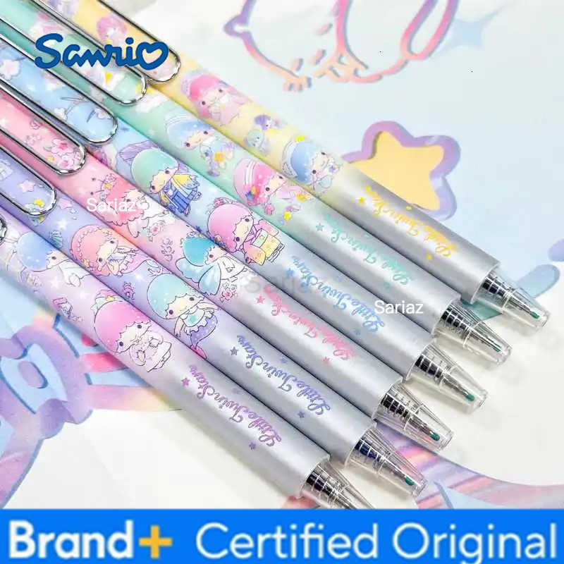 Sanrio 12pcs Kawaii Gemini Press gel Pen Cartoon St Smooth Low Center Of Gravity 05 Signature Pen Couple Stationery Gift Wholesale H251231