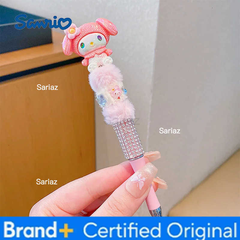 Sanrio Plush Cartoon Crystal Flash Drill Rotate Gel Pen Lovable Girl Dream My Melody Beaded Pen Little Girl School Supplies Gift H251231