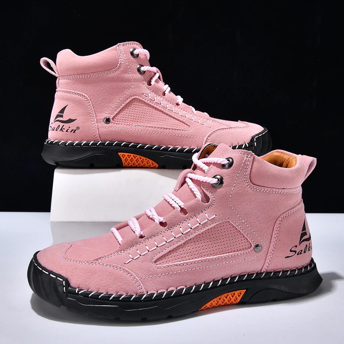 Autumn Winter Hiking Botas Handmade Leather Mens Ankle Boots Outdoor Sneakers Man Casual High Top Shoes Motocross Boots 251226