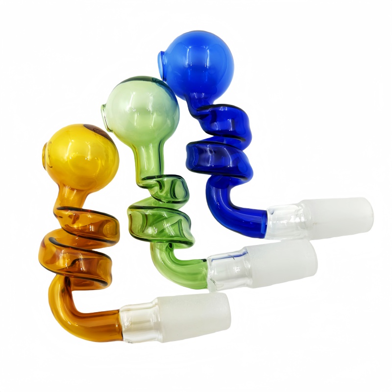 Glass Smoking Oil Burner Pipes Bowls 14mm Male 90 Degree Blend Hand Pipe For Water Hookah Bong