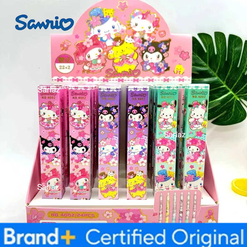 Sanrio 24pcs/lot Cherry Pochacco Press Gel Pen Cute Kuromi Kitty 05mm Black Ink Neutral Pens Promotional Gift School Supplies H251231
