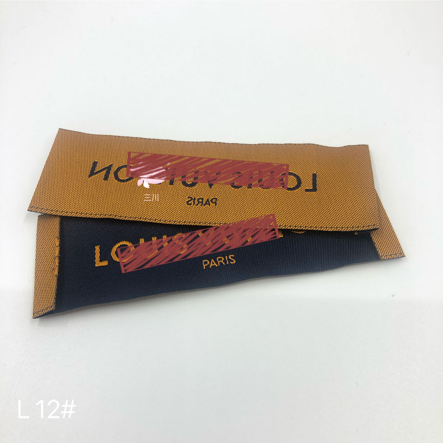 5pcs L Brand luxury designer Woven Clothing Label Brand Logo Size Care labels Wash labels Neck label Print Satin Woven label Part-2