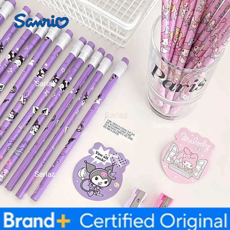 Sanrio 12pcs Anime Kuromi My Melody Pencil Figure Cartoon Pencil Kawaii Cinnamoroll Student Stationery Kids Birthday Party Gifts H251231