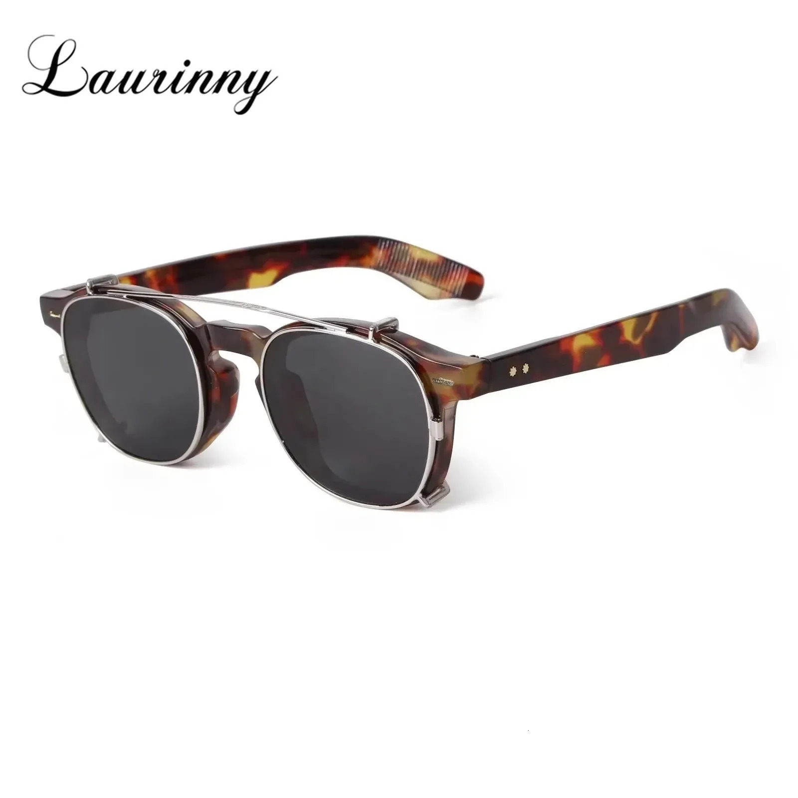 Vintage Rivet Steampunk Clip on Sunglasse Round Removable Flip Up Polarized Lens Shades Men Sun Glasses UV 251230