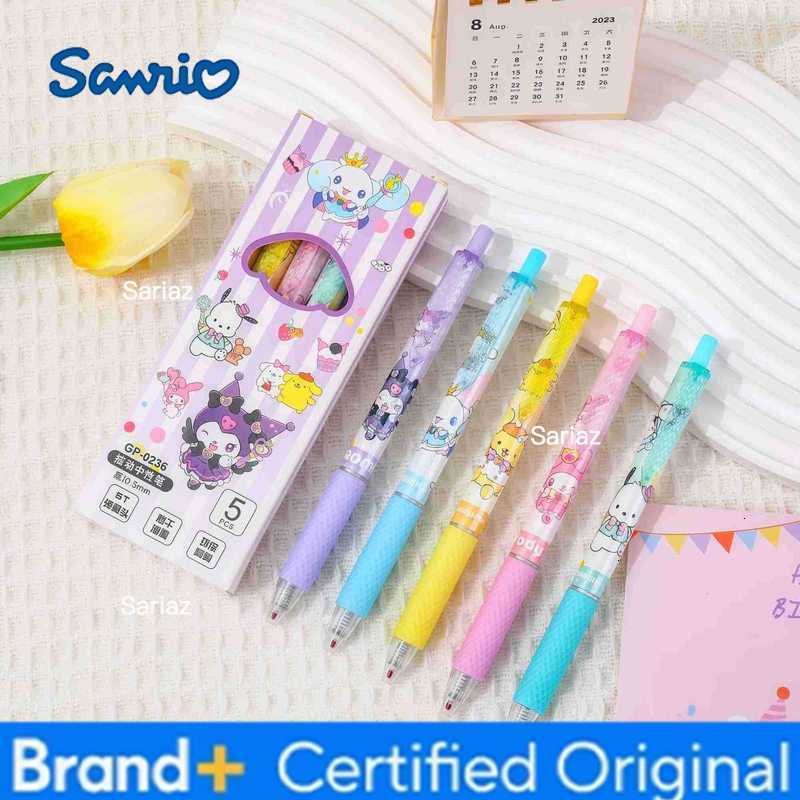 Sanrio 5pcs New Series Limited Gel Pen Cartoon Quick-drying Pen Black 05mm Student Stationery Office Supplies H251231
