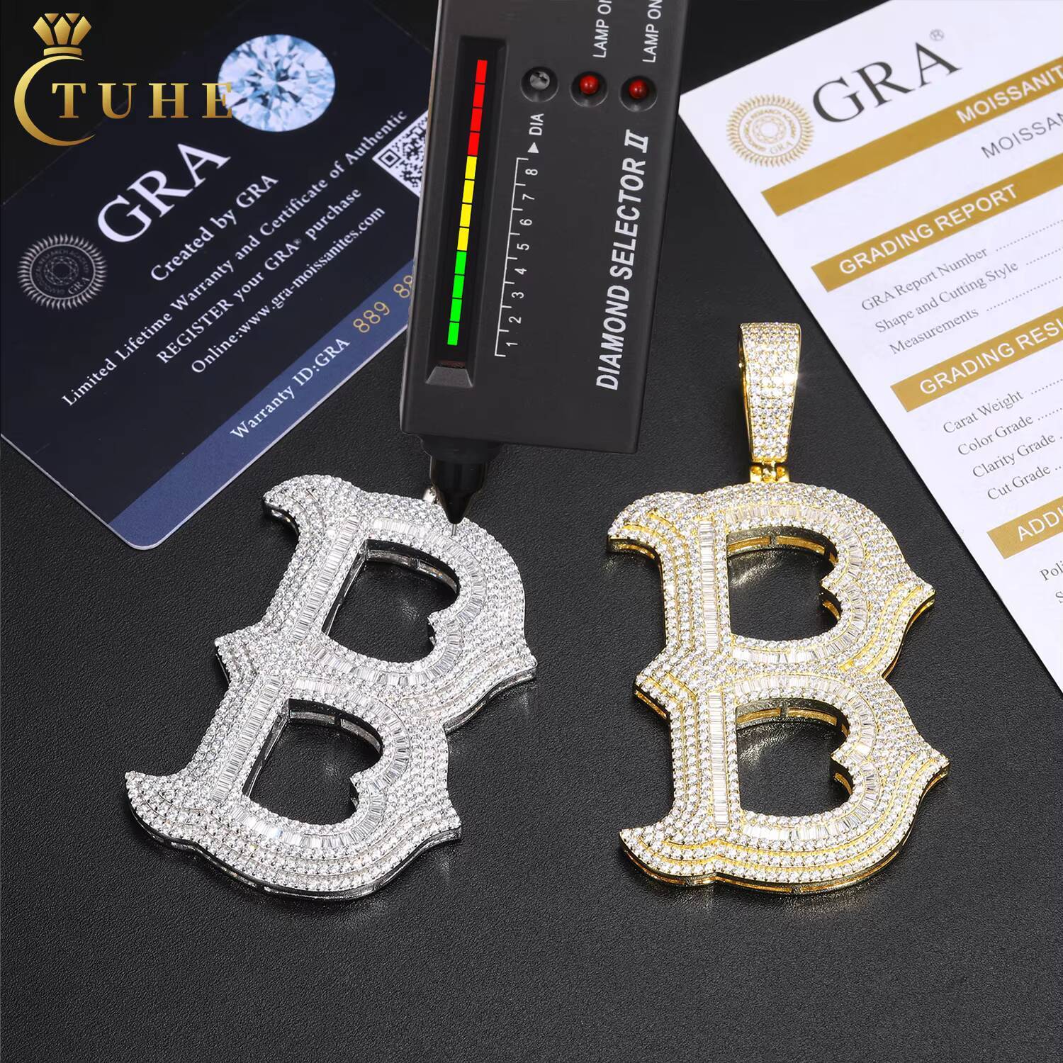 Big Size 26 Letters Diamond Pendant Mens Hip Hop Jewelry 925 Sterling Silver VVS Baguette Moissanite Iced Out Initial Pendant