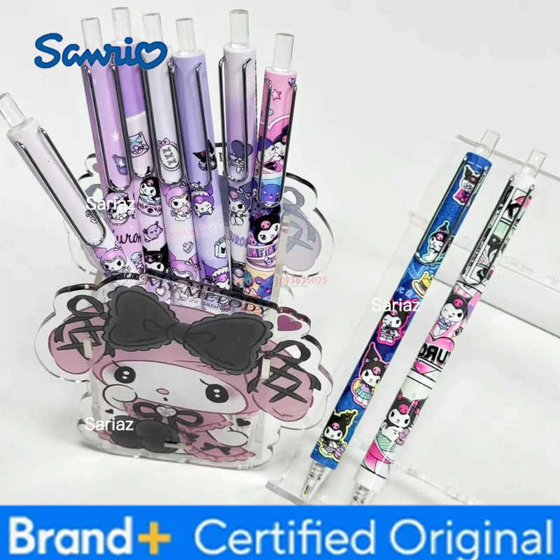 Sanrio 24pcs Anime Kuromi Gel Pen Cartoon Cute 05 Black Press Signature Pen Individually Packaged Student Stationery Wholesale H2512311