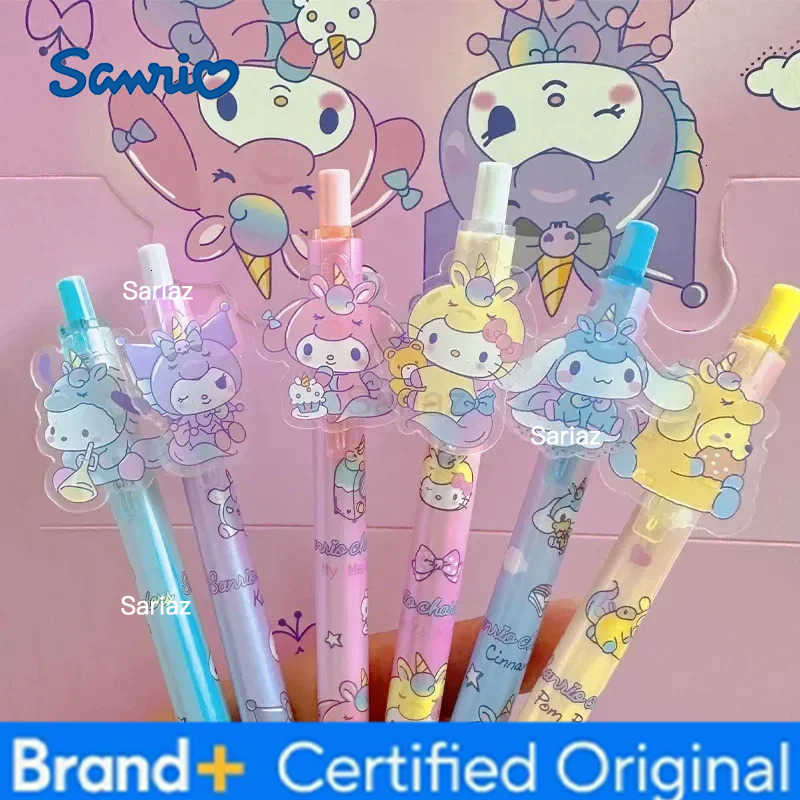 Sanrio New Boxed Gel Pen 24/48pcs Cartoon Melody Kuromi Cute Student Writing Press Patch Pens 05mm Writing Smooth Childrens H251231