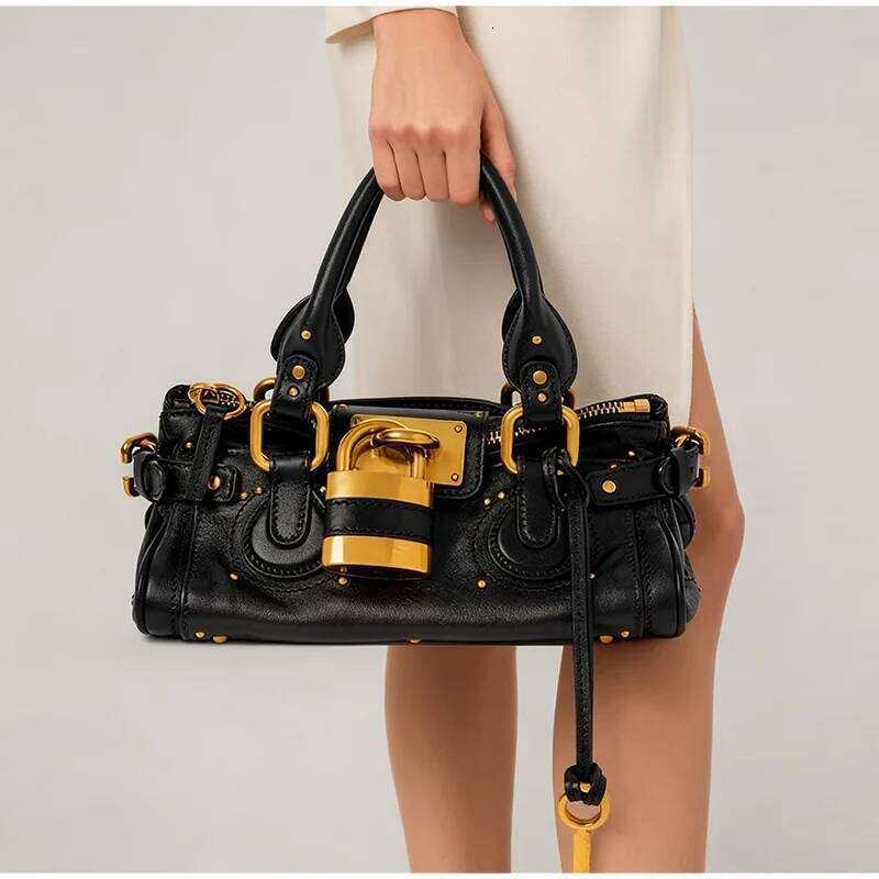 Vintage Lock Design Tote Luxury Underarm Women's Large Boston Hobo Bag Fashion Texture Business Handbag