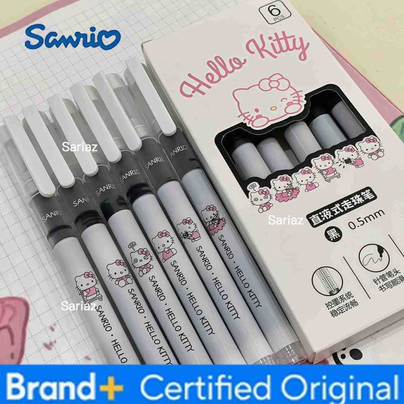 Sanrio 6pcs Gel Pen Set 05mm Fine Point Hello Kitty Cinnamoroll Kuromi Melody Cartoon Black Ink Stationery Supplies H251231