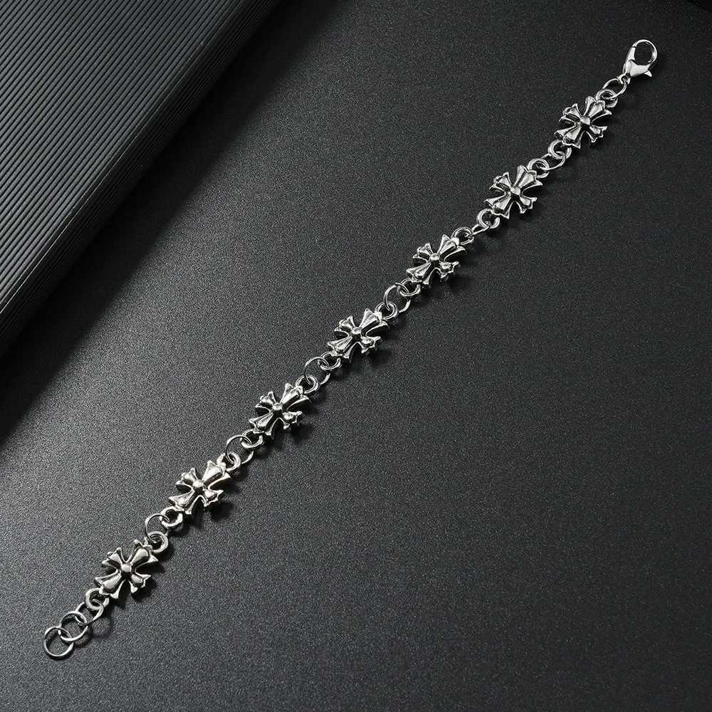 Gothic Cross Bracelet For Men Women Vintage Floral Pattern Hip Hop Rock European American Trends Party Birthday Holiday Gift Y251227