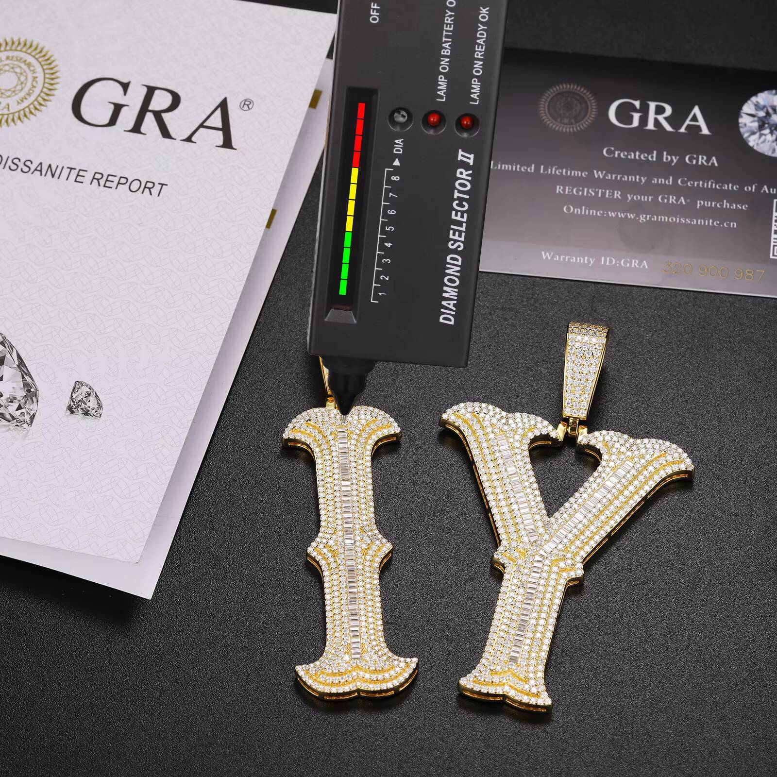 Big Size 26 Letters Diamond Pendant Mens Hip Hop Jewelry 925 Sterling Silver VVS Baguette Moissanite Iced Out Initial Pendant