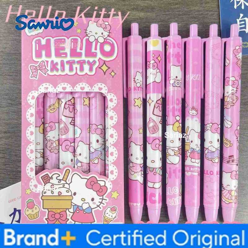 Sanrio 6 Pcs/Set Hello Kitty Limited Edition High Quality Gel Pen Cartoon Series Black 05mm Office School Supplies Gift H251231