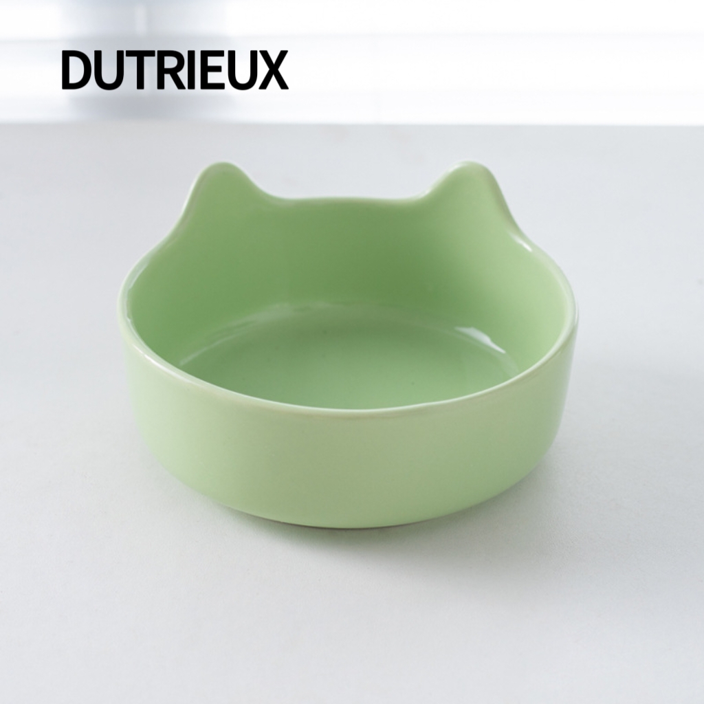H2037 Creative ceramic cat and dog food bowls with double bowl design, food and water on the same shelf, non-slip.