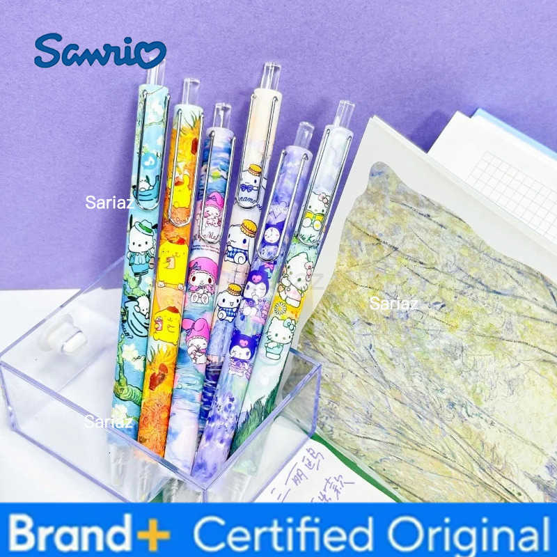 Sanrio 24pcs/lot Kuromi Melody Cinnamoroll Kitty Pochacco Press Gel Pen Cute 05mm Black Ink Neutral Pens Office School Supplies H251231