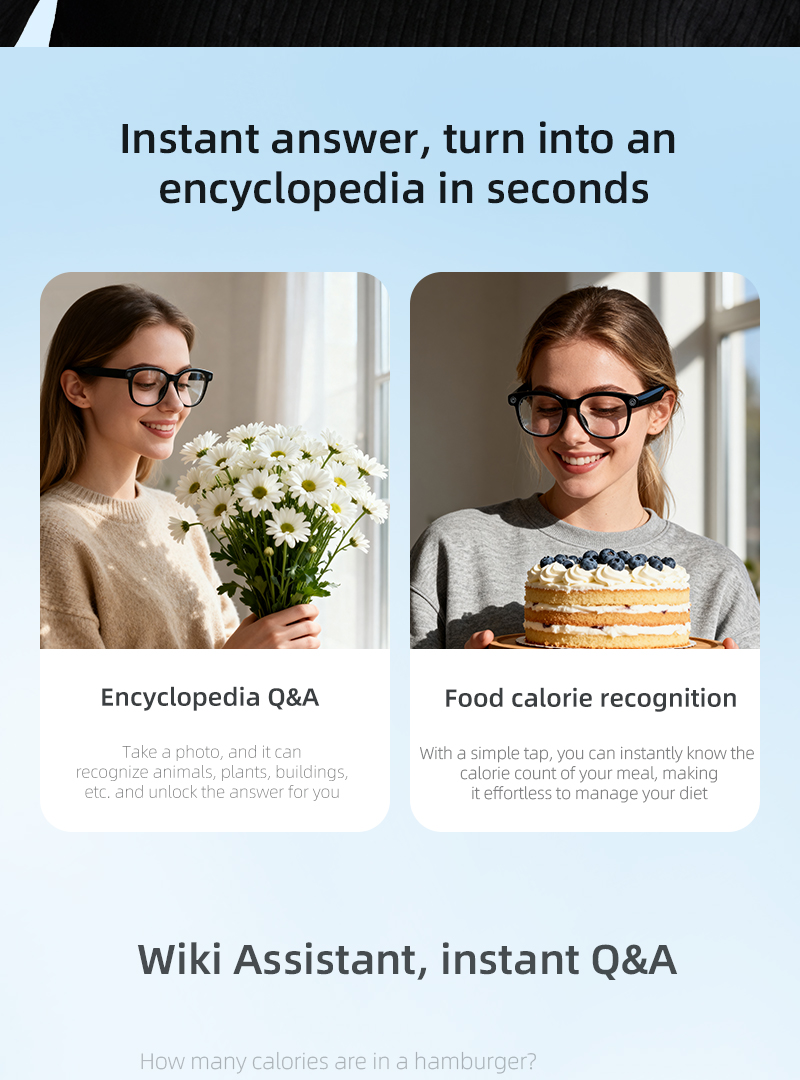 KRETA V52 Smart Glasses with AI Voice Assistant, Bluetooth 5.0, 800W Camera, 25 Language Translation, Real-Time Video Recording