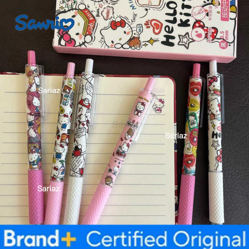 Sanrio 6 Pcs/Set New Hello Kitty Limited Edition High Quality ST Black 05mm Gel Pen Kawaii Stationery School Office Supplies H2512311