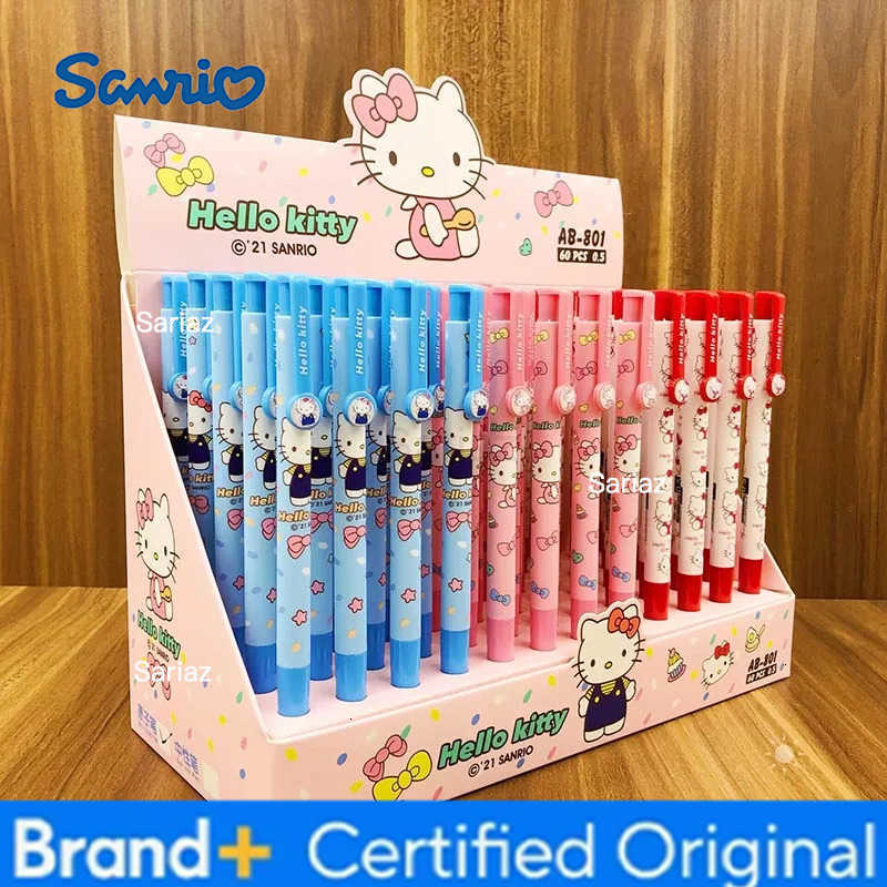 Sanrio 60pcs/lot Kawaii Press Ballpoint Pen Cute Kitty Ball Pens School Office Writing Supplies H251231