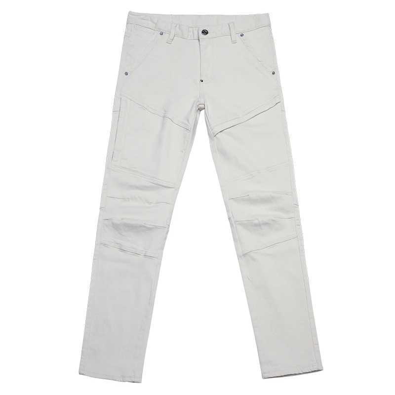 JXNS89 Europe and the United States splicing white casual jeans mens trend personality gangster handsome zip decoration Slim W250701 W250701