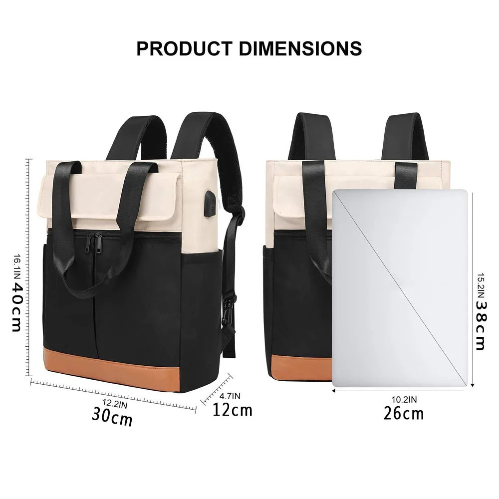 Womens Convertible Daypack Laptop Backpack Computer Work with USB Charging Port Convenient for daily travel 250627
