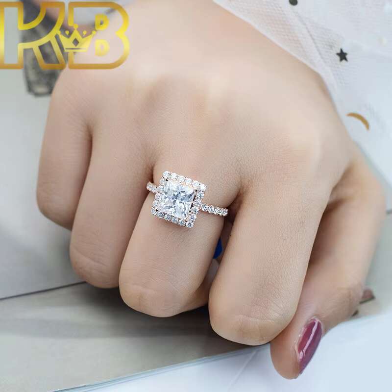 Luxury Lab Created Diamond Pave Ring 925 Silver Conflict Free Synthetic Diamond High Quality Bridal Jewelry Anniversary Gift