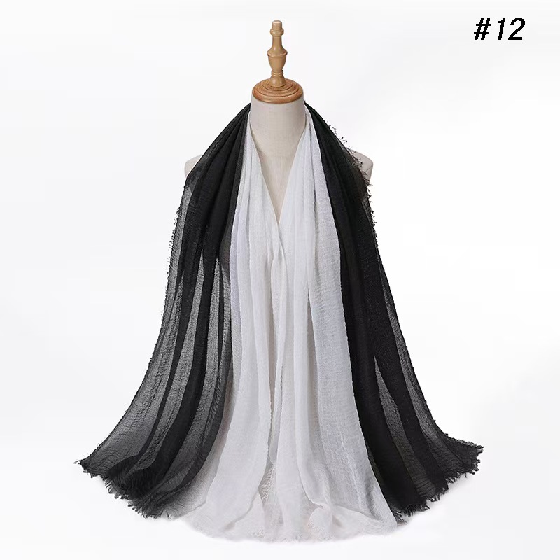 T1103 New Gradient Color Cotton and Linen Scarf Women's Fashion Wrap Head Scarf