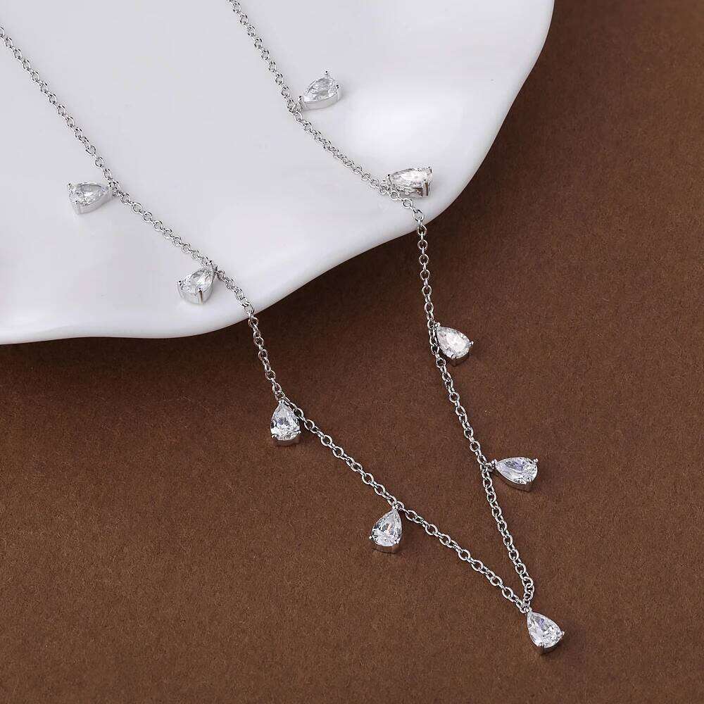 GRA Certified 0.5carat Pear Cut Moissanite Dia Necklaces for Women Sterling Sier Neck Chain Waterdrop Shape Choker