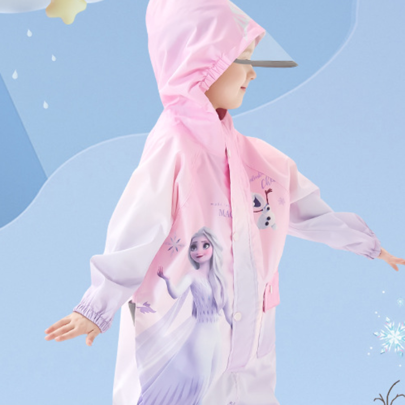 Disney Unisex Children's Raincoat with a large brim design soft EVA material Children's raincoat set Reflective belt design for hooded rainc