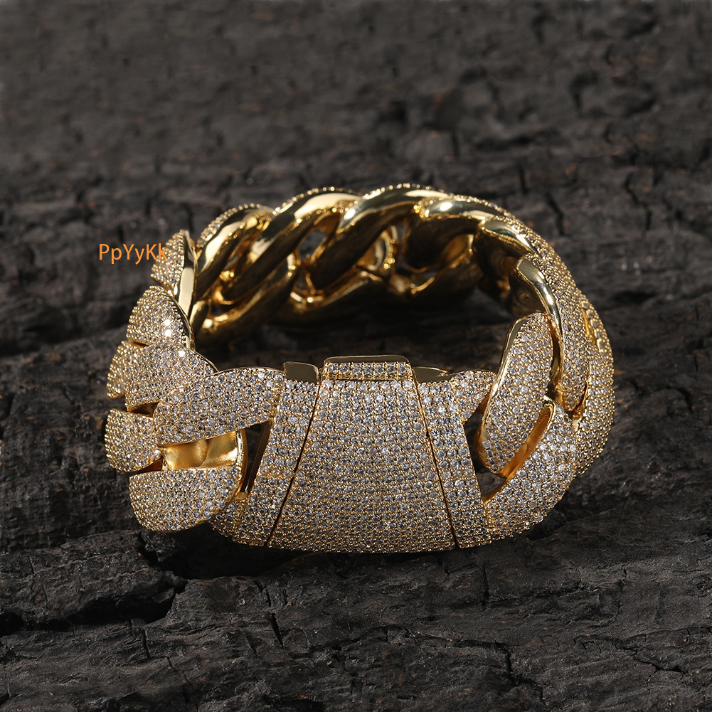 High-End Jewelry 24mm Cuban Link Chain Hip Hop 18K Gold Plated Men Designer Necklace Sweater Chain Iced Out