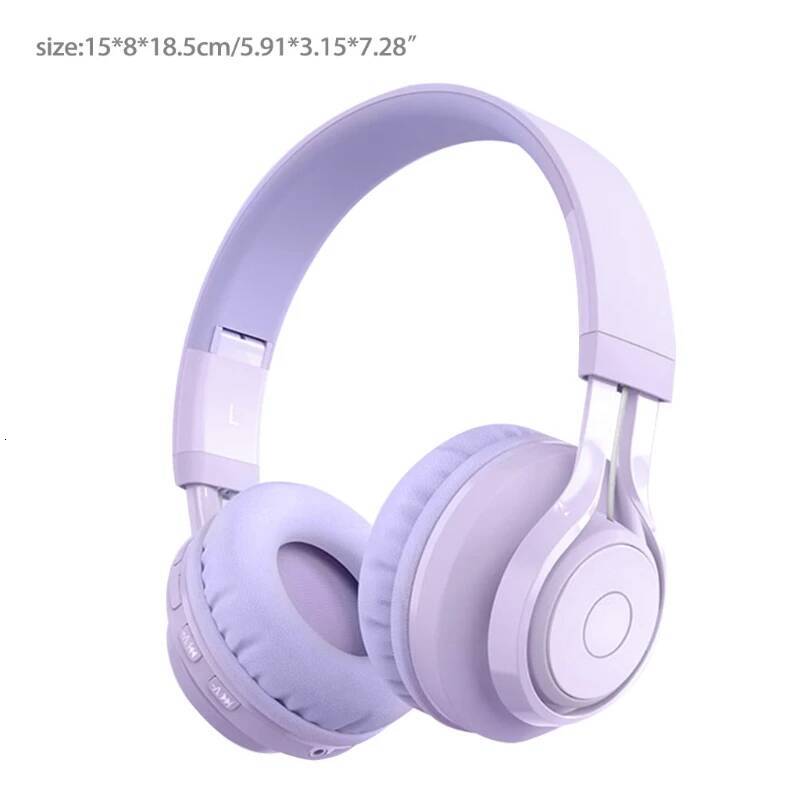 New Apricot /Pink /Purple Metal Kids Headphones Blue-Tooth Wireless Volume Limited Childrens Head-Mounted Headset
