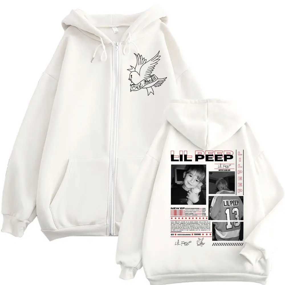 Rapper Lil Peep Merch Zipper Hoodies Fashion Hip Hop Vintage Zip Up Jacket Pullovers Men Women Casual Long Sleeve Sweatshirts X250701