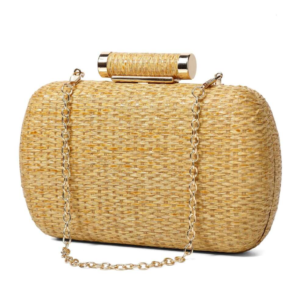 Spring New Straw Fashion Handmade Woven Elegant Socialite Clutch Simple Crossbody Bag